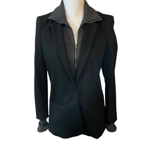 Jamison Park Slope Black Suit Tailored Blazer with attached faux Grey Sweater XS - Picture 1 of 13